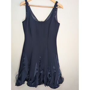 JS Boutique Black Sleeveless V-Neck Sheath Mini Dress 6 Ruffle Hem Whimsical